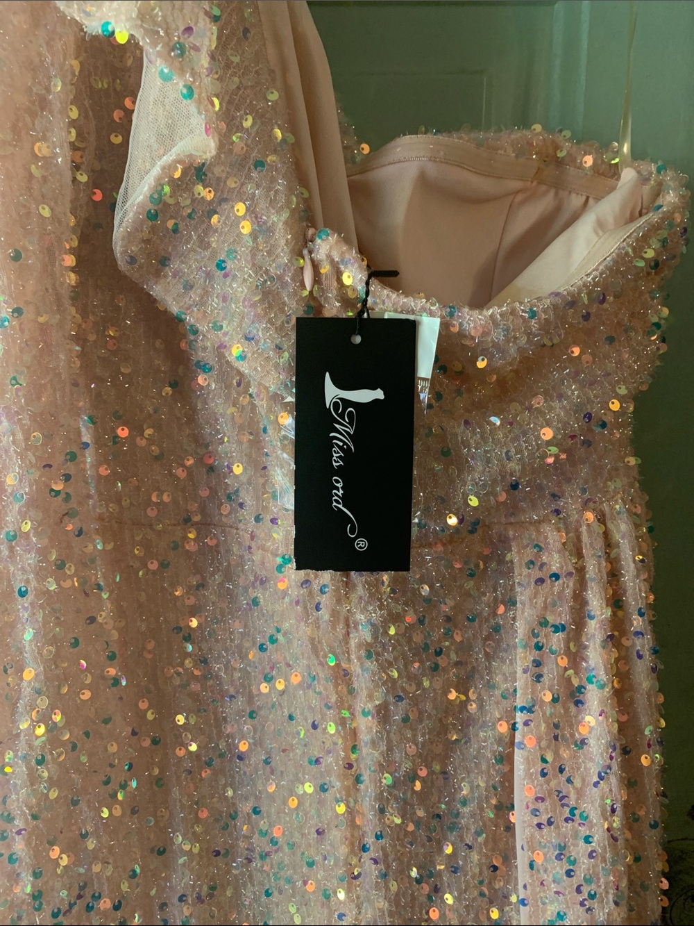 Miss and Zora Pink Sequin Tulle Formal Dress